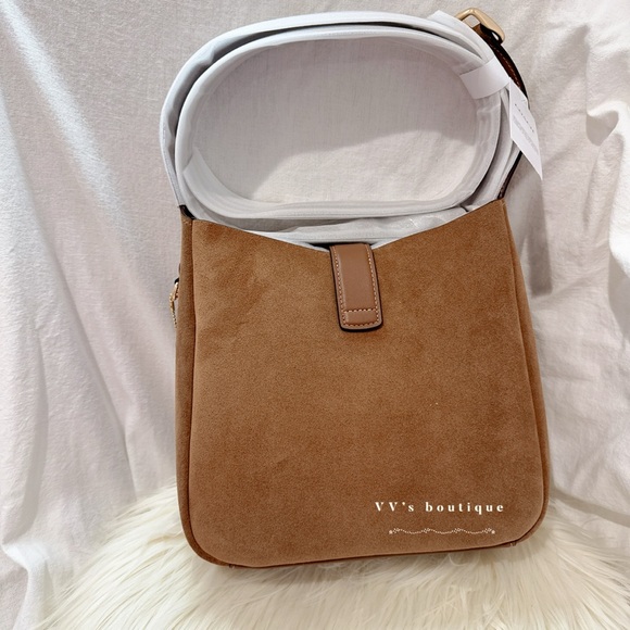 NWT Coach Hadley Convertible Crossbody Shoulder Bag In Suede Sienna Brown RARE - Picture 2 of 8